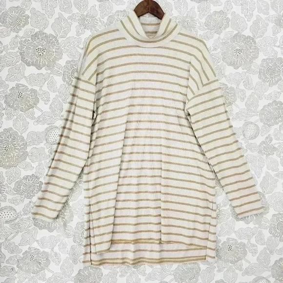 Antro Vanessa virginia Mock Striped pullover Shimmer Keyhole Sweater Women's XL - Picture 1 of 8